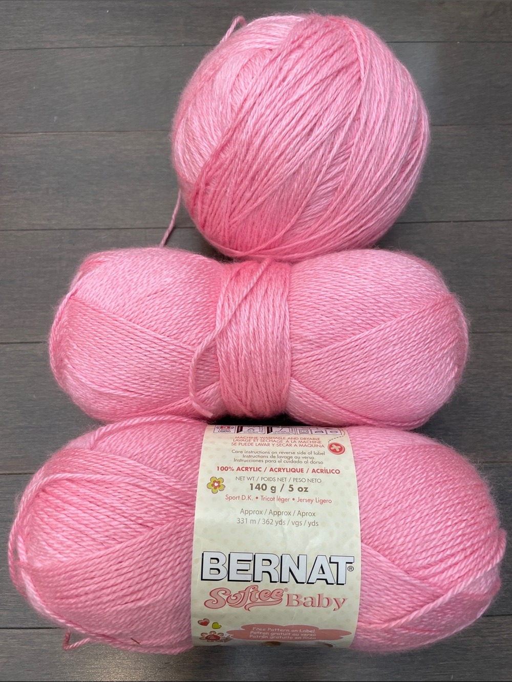 Bernat Softee Baby Pink Acrylic Yarn - Soft Pink Skeins